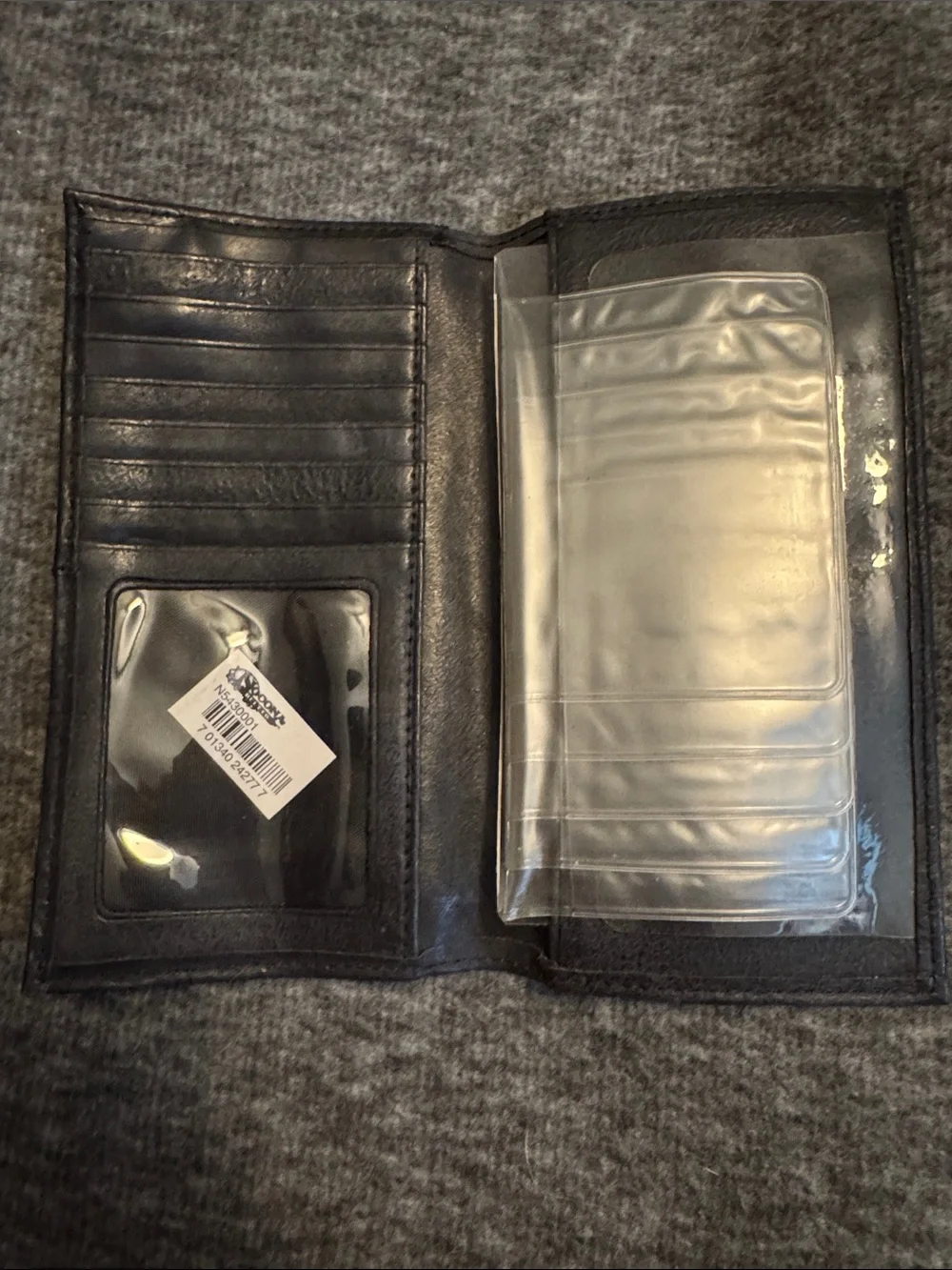 Nocona Black Leather Western Bifold Wallet Cowhide Accent and Silver NWT